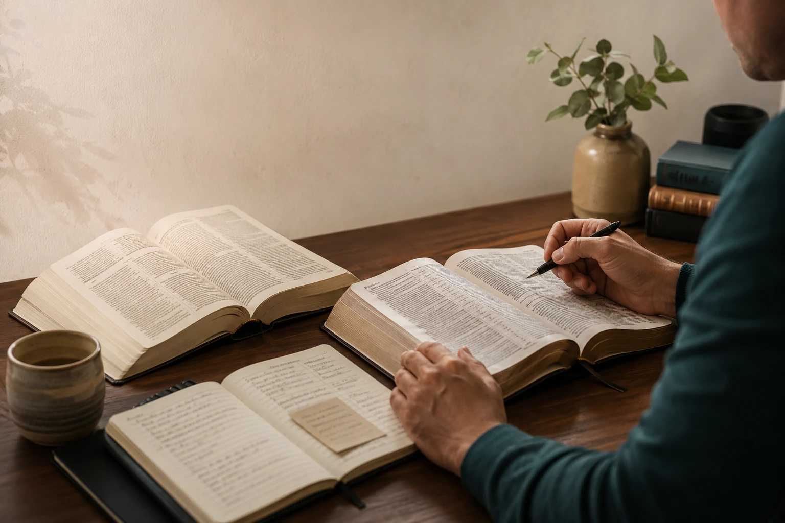 Cómo interpretar la Biblia correctamente — fotografía editorial realista de Mundo de la Biblia