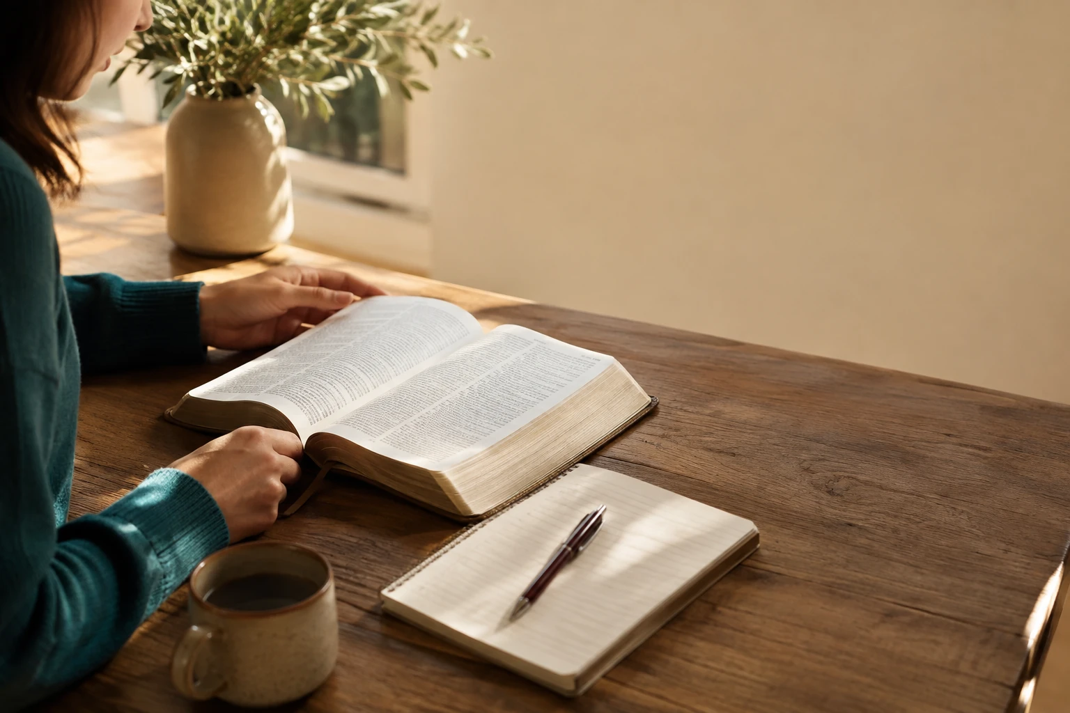 Cómo leer la Biblia para principiantes — fotografía editorial realista de Mundo de la Biblia