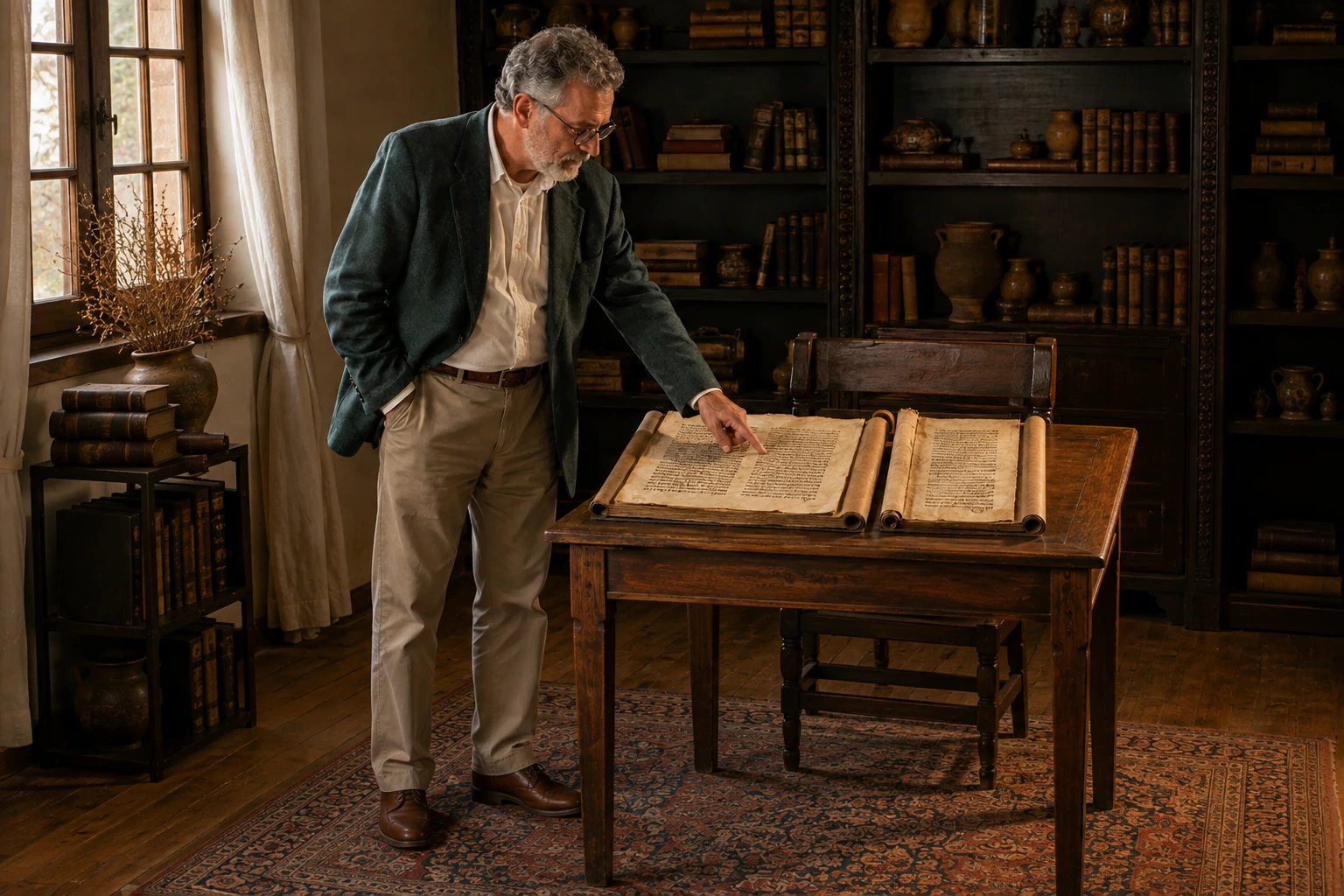 Imagen histórica realista relacionada directamente con crítica textual de la biblia: ¿qué se discute de verdad?, sin texto añadido.