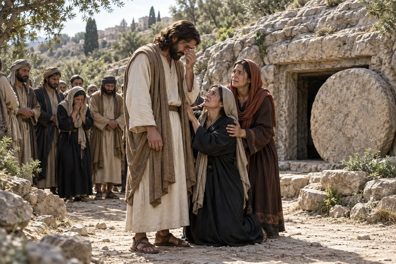 Jesús llora ante la tumba de Lázaro